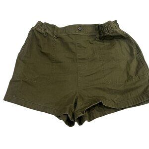 Madewell Womens Olive Green Cotton Utility Shorts With Elastic Waist & Pockets S
